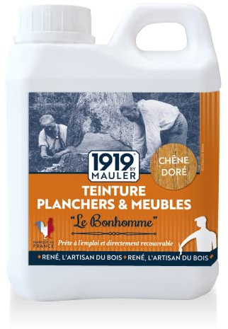 1919 by MAULER Teinture bois - Chene Doré 1L : teinte + protège idéalement meuble et bois intérieur - Le Bonhomme