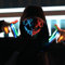 SHIYOUO Halloween LED Mask with Skeleton Gloves, Light up Scary Gloves Multiple Modes, Costumes for Adults Gifts Anonymous Festival Cosplay Costume Party Set-Blue and Red, 18*20