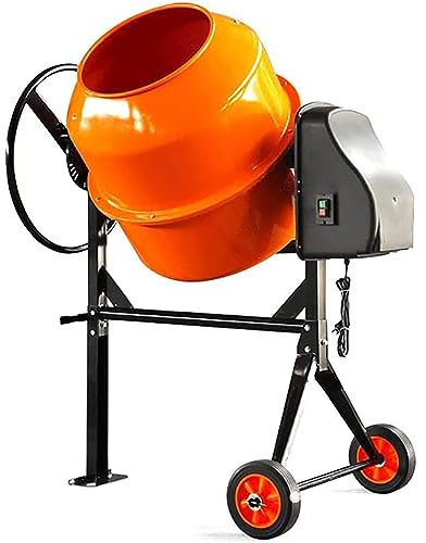 BDJSN 650W Electric Concrete Mixer, 160L Drum Portable Cement Mortar Mixer, Small Construction Drum Mixer with Detachable Stand, Electric Concrete Cement Mixing Tool for Cement, Mortar