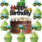 MEZHEN Tortendeko Traktor Geburtstag Kuchen Deko Traktor Kindergeburtstag Tortendekoration Happy Birthday Cupcake Topper Traktor Kindergeburtstag Party Deko 57 Stück
