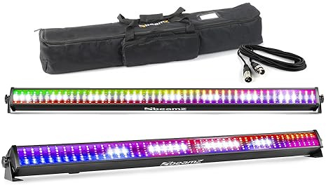 BeamZ LCB288 LED Light Bar Set - 2X RGBW Wall Washer & Strobe Effect Battens with DMX Control, Sound Activation, Soft Padded Case & 6m XLR DMX Cable - Disco, DJ and Stage Lighting Kit