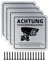 Achtung Videoüberwachung Schild Privatgrundstück mit DSGVO Hinweis, 15x15cm 100% Alu,Warnschild Kamera überwachung, Selbstklebend und 4 Bohrlöcher, Warnschild für Innen Außen (Silber-4pcs)