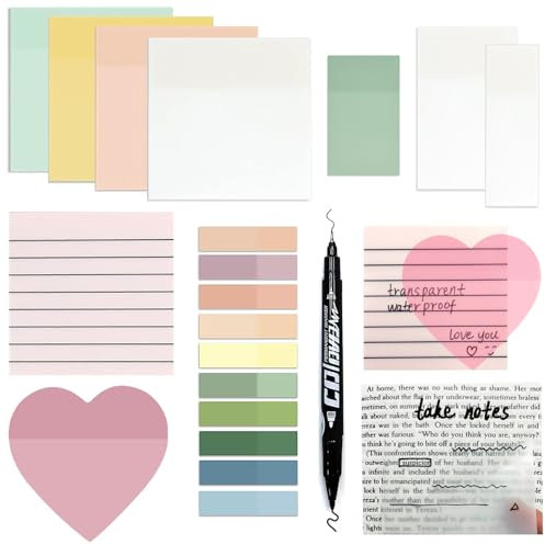 650 Durchsichtige Transparente Haftnotizen Sticky Notes, Colorful Transparent Set Notizzettel Schulsachen Aesthetic School Stuff Transparent for School Office Home