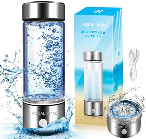 Aqua Vital Portable Rechargeable Hydrogen Water Bottle with Hydrogen, Ionizer for Home, Office, Travel with Charger