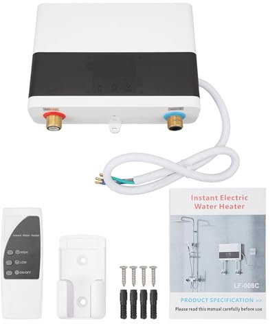 UPQRSG Calentador de Agua Sin Tanque Eléctrico, 6000W 220V Calentador de Agua Caliente Instantáneo de Temperatura Constante, Calentador de Agua Eléctrico Interior para el Hogar Cocina Baño(Blanco)