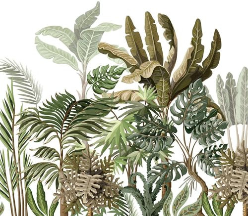 UNIK Nordic Vliestapete BxH: 150x250 cm mit Kinder und Baby XXL Wald Motiv, Kindertapete mit Dschungel Pflanzen, Premium Fototapete Urwald für Jungen und Mädchen, Für Jugend und Neugeborenen Zimmer