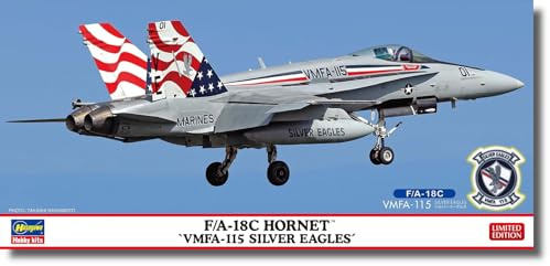 Hasegawa 02471 1/72 US F/A-18C Hornet VMFA-115 Silver Eagles Kunststoffmodell, Geformte Farbe