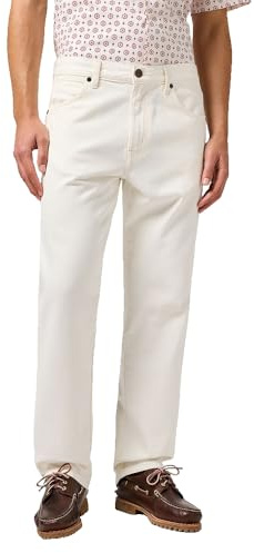 Wrangler Men's Frontier Jeans Relaxed Straight Fit Straight Leg, White, 34 W/34 L
