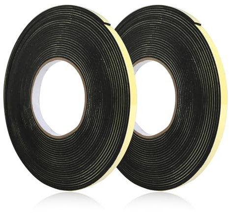 2 Rotoli Nastro Autoadesivo in Schiuma, Guarnizione Adesiva in Schiuma 10mm x 2mm x 10m, Guarnizione Impermeabile e Antirumore per Porte Finestra, Adesiva Gomma Ideale per Isolamento di Piani Cottura