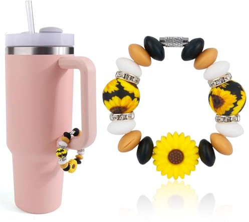 Dannir Cup Charm Beaded Making Kit, Tumbler Accessories, Keychain, Handbags Decoration Charms, Silicone Crafts for Stanley Water Bottle Art Set, Yellow Daisy