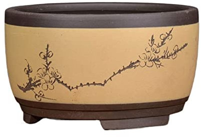 ZoRHac Pflanzgefäße, Blumentopf, Orchideen-Bonsai-Topf, atmungsaktiver Pflanztopf, großer Sukkulententopf, China Yixing, violetter Sand, dekorativer Blumentopf (Bodenstanzer), Gartendekoration(Ellow)