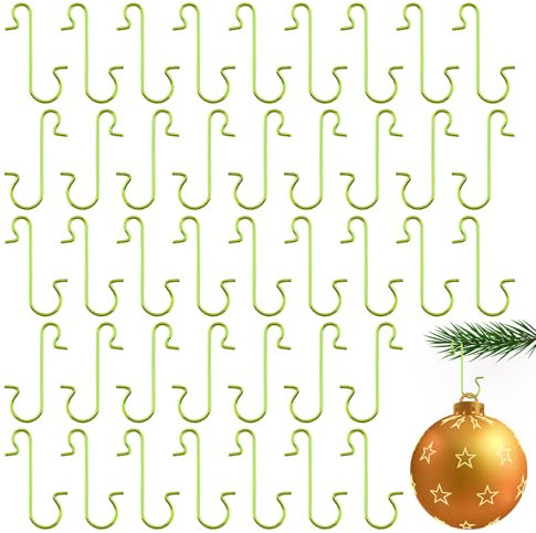 Yicelerate Christmas Bauble Hooks,Christmas Tree Hooks for Baubles,Xmas Ornament Hook,Green,Xmas Tree Hanging Decorations Hook