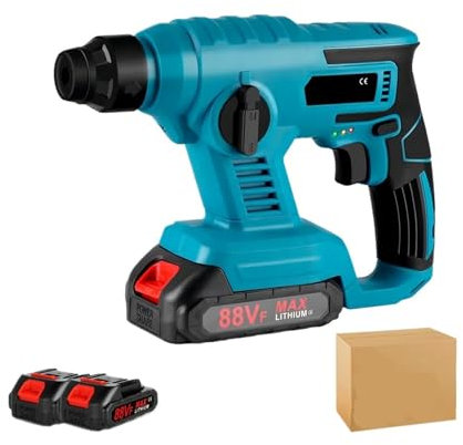 MZZYG Rotary Hammers 1000W 3600rpm Portable Cordless Hammer Hammer Impact Drill Perforation Concrete Power Tools For 18V Batteries(2 Battery)