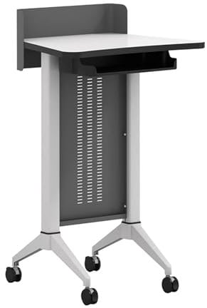 Oracra Rednerpult Mobiler Rednerpultständer mit Feststellbaren Rollen, Mobiler Laptopständer aus Metall für Lehrer, Moderner Präsentationsständer, Stehtisch Fürs Büro