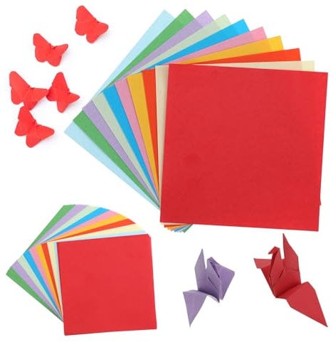 JJUNW 200 Blatt Quadratisch Origami Papier, Doppelseitig Buntes Papier Faltpapier 10 x 10cm &15 x 15cm Bastelpapier für DIY Schul Kunsthandwerksprojekte Kinder Erwachsene