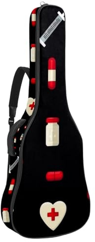 KengjuTesu 43 Zoll Akustikgitarre Softcase mit Rucksackgurt und 2 Taschen Medizin und Nadel, keine Polsterung, Rucksack Wasserdicht Oxford Tuch Bassgitarre Gigbag für Konzertgitarren, mehrfarbig,