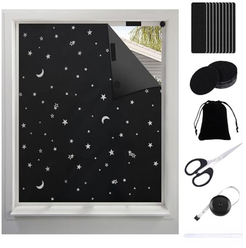Scettar verdunklungsstoff Sets, verdunkelungsrollo ohne Bohren,Tragbare dachfenster verdunkelung Stoff,Fenster verdunkelung Sonnenschutzvorhänge mit Wärmedämmschicht (100x145-B)