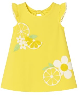Vestito Estivo Neonata Giallo con Limoni e Fiori – Abito Elegante Cerimonia Bambina 6-24 Mesi – Mayoral Stile Dolce e Solare 1974