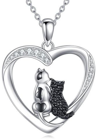 Vadmans Cat Pendant Necklace for Women Sterling Silver Cats Jewellery Gifts for Women Wife Mother
