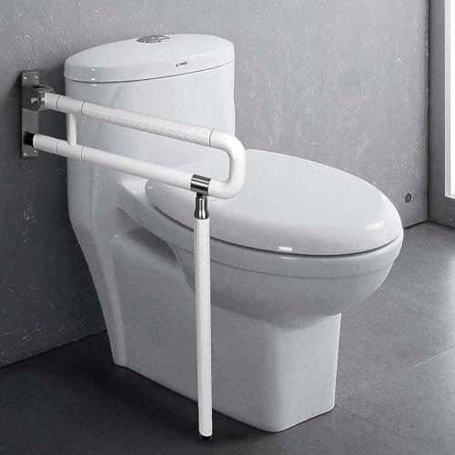 Hanured Barra Baño Minusválido, Soporte de pared para inodoros, Asa de Seguridad para Baño, Barra de Apoyo para Inodoro Plegable