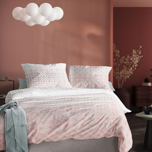 Irisette Easy Soft-Seersucker Bettwäsche 135x200 Kreise hellblau Koralle 8614-50