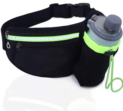 Guyode Ceinture Running, Porte Telephone Course a Pied, Ceinture Hydratation Running, Réglable Convient pour Gym, Voyage, Escalade, Randonnée, Marathon, Vélo (Bouteilles Non incluses) Noir