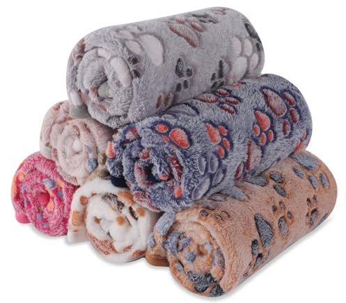 BVAGSS 6 Stück Kleine Flauschige Hundedecke, Weich mit Fleece Flanell Haustier Decken für Kleine Mittlere Hunde Katzen Warmer und bequemer Schlaf XH075 (60 x 80 cm, Mehrfarbig)