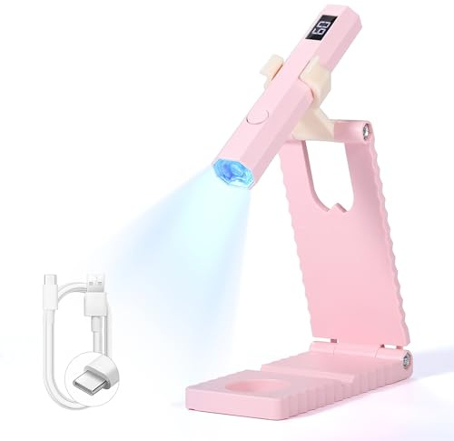 SAVILAND Mini Lampada U V LED Unghie 6W Portatile U V Lamp con Supporto LCD | USB Ricaricabile U V Lampada per Unghie 20/60 Timer Lampada Gel Sciugatura Rapida per Asciuga Unghie Salone di Casa Rosa