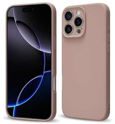 Svaove for iPhone 16 Pro Max Phone Case Liquid Silicone, Thin Ultra Slim Minimalist Phone Cover, Girly Cute Plain Bright Solid Color Matte Soft Rubber Jelly Gel Plastic TPU Bumper, Brown Fall