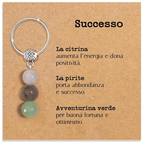 Vulfire Portachiavi personalizzato con cristalli naturali, idea regalo nuovi inizi gadget con pietre curative regali per lui uomo per lei donna Cristallo curativo dedica speciale