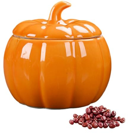 Nbbwwu Keramische Kürbis Aufbewahrungsdose Für Süßigkeiten | Halloween Keramik Keksdose,Dankbarer Luftdichter Leckerbehälter Herbstdekoration Für Küche Wohnzimmer Party Schlafzimmer