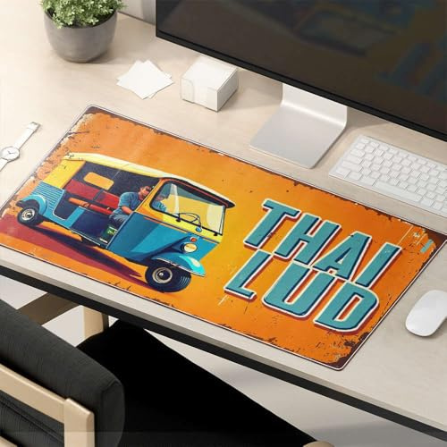 Tapis de souris drôle Thai Tuk-Tuk Ride Tapis de souris d'ordinateur pour bureau Cool tapis de souris