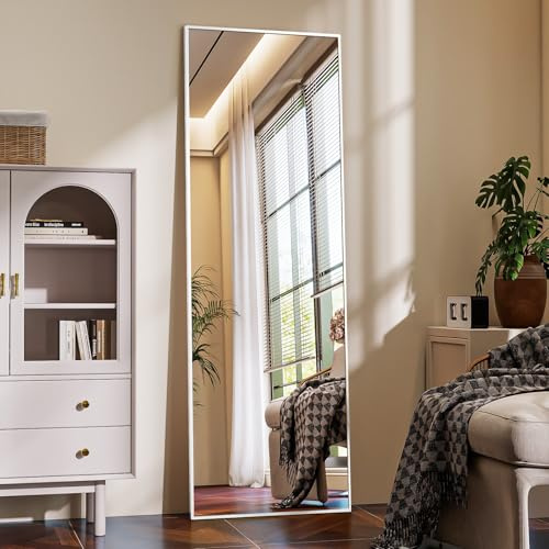 BEAUTYPEAK Ganzkörperspiegel 150x40 cm, Wandspiegel mit Ständer für Flur | Standspiegel mit Aluminiumrahmen, Shatterproof Glas für Verzerrungsfreie Reflexion, ideal für Outfit Checks,Schlafzimmern,bad