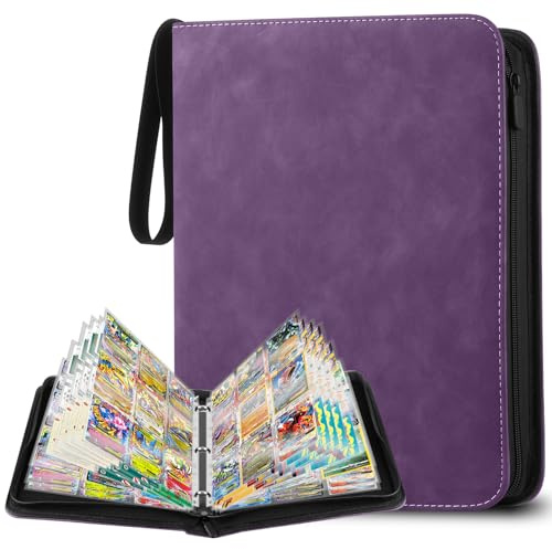 Classeur Carte, 900 Porchettes Album Carte, Albums pour Cartes à Collectionner, pour Sangle Elastique, Violet