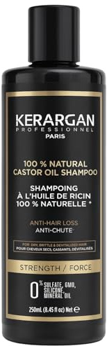 KERARGAN - Rizinusöl Shampoo gegen Haarausfall ohne Sulfate - 250ml | Sanfte Haarwäsche mit Rizinusöl, stärkt Ansatz und Längen und hilft Haarbruch zu reduzieren, silikonfrei