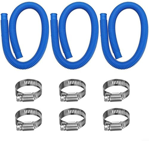 Lawnoval Lot de 2 tuyaux de piscine ondulés de 1,5 m x 31 mm ID pour tuyaux de rechange avec colliers de serrage pour piscines hors sol et pompes filtrantes