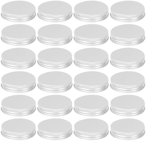 50pcs 53mm Silver Aluminium Bottle Caps for Sealing | Jar Lid, Portable Small Screw Caps, Resistant to Deformation, Easy to Clean, Lightweight