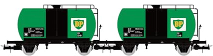 Rivarossi HR6567 FS, 2er-Packung 2-achsige Kesselwagen „BP grün“, Ep. IV Eisenbahn 2X Waggons
