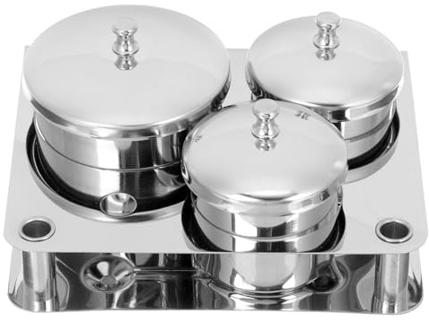 Pot de Liquide pour Ongles en Acier Inoxydable, 1 Set Rond Couvercle | Gobelet Inox pour Nail Art, Mélange de Liquide et Nettoyage du Pinceau, Usage Personnel et Salons Professionnels