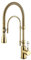 KunMai EinhandWasserhahn mit hohem Lichtbogen, schwenkbar, DualMode, herausziehbarer Sprühkopf, Küchenspüle, mit PorzellanGriff in poliertem Gold, bleifreies, massives Messing, vorspülen,