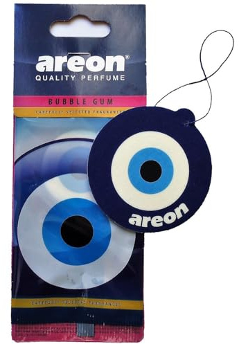 Areon Car Air Freshener Bubble Gum Blue Eye Sweets Bubblegum Scent Hanging Oriental Nazar Amulet Home 2D Paper Set Multi Pack of 3