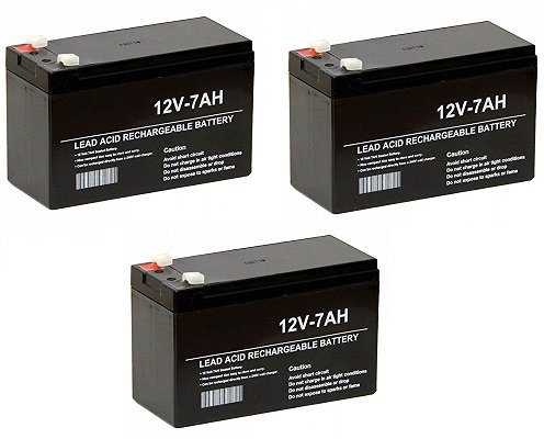 Yamada Lot de 3 batteries au plomb rechargeables 12 V, 7 Ah, 20h pour alarmes antivol, lampes d'urgence, jouets Peg Perego de 7,2 Ah, 3 pièces