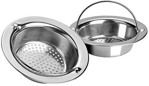 PEIUJIN 2PCS Stainless Steel Kitchen Sink Strainer with Handle, Diameter of 85mm/3.35, Drain Filter Strainer Kitchen Sink Portable Filter, Large Size for UK Sinks (3.35 2pcs)
