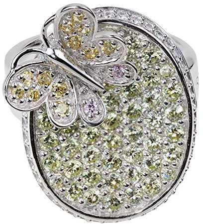 Pompöös Harald Glöckler Ring für Frauen Silber 925 rhodiniert Zirkonia multicolor Schmetterling Geschenk Gr. 54