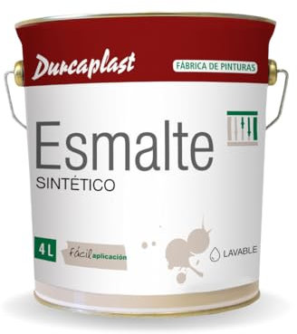 DURCAPLAST Pintura esmalte sintético, ideal para la protección, decoración y mantenimiento de superficies de hierro y madera. Uso Interior/Exterior (4L, BLANCO SATINADO)