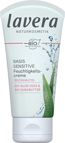 lavera basis sensitiv Reichhaltige Feuchtigkeitscreme - mit Bio-Aloe Vera & Bio-Jojoba - intensive Feuchtigkeit - schnell einziehend - geschmeidiges Hautgefühl - Naturkosmetik - vegan - bio (1x50 ml)