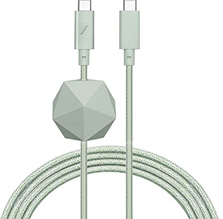 Native Union Type-C Desk Cable – USB-C auf USB-C 8ft Ultra-Starkes rutschfestes Ladekabel mit Anker-Gewicht, kompatibel mit iPhone 16, 15, MacBook Pro 13 M1/ M2, Air 13/15, Surface Go 3 (Sage)