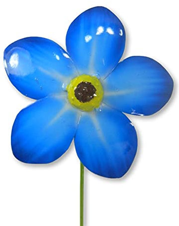 Single Handcrafted Forget Me Not Metal Garden Ornaments - 48cm Tall Unique Garden Stakes for Pots & Borders - Durable, Handcrafted Outdoor Decorations - Vibrant Blue Flowers for Garden - one flower