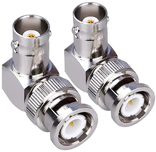 TUOLNK 2er-Pack BNC-Stecker auf BNC-Buchse Winkeladapter 90-Grad-HF-Koax-Adapter für Überwachungskameras/Verlängerungskabel BNC-Anschluss rechtwinklig