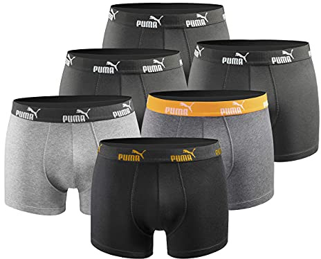 PUMA Herren Boxershorts 6er Pack Statement Anthracite-Black-Orange New S